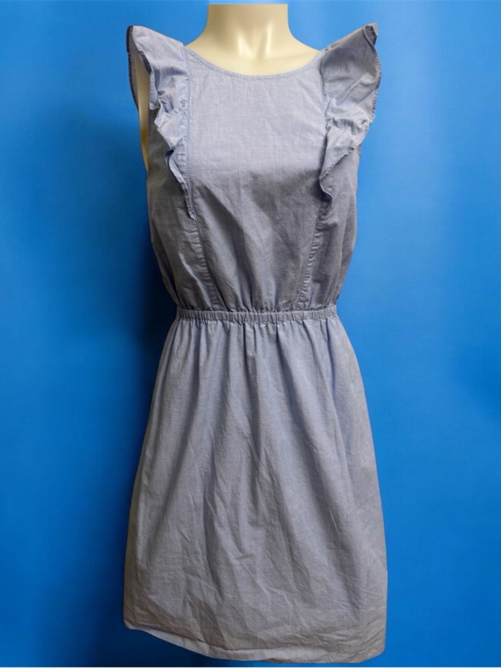 J. Crew Light Blue Ruffle Sleeve Cotton Mini Dress